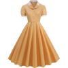 imageIDOPIP Women 1950s Vintage Swing Dress Puff Sleeve Cocktail Party Dress Formal Rockabilly Evening Elegant Retro Midi DressYellow