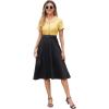 imageIDOPIP Women 50s Vintage Cocktail Party Swing Dress Audrey Hepburn Halloween Costume Elegant Short Sleeve Button Pinup DressYellow