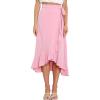 imageIDOPIP Women Irregular HighLow Hem Wrap Skirt Elegant High Waist Tie Side Midi Skirt Casual Summer Beach Ruffle Aline SkirtPink