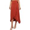 imageIDOPIP Women Irregular HighLow Hem Wrap Skirt Elegant High Waist Tie Side Midi Skirt Casual Summer Beach Ruffle Aline SkirtRed