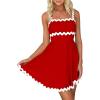 imageIDOPIP Women Summer Boho Mini Dress Smocked Empire Waist Rickrack Trim Flowy Sundress Spaghetti Straps ALine Swing DressRed