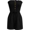imageIDOPIP Women Summer Strapless Short Romper Offshoulder Smocked Jumpsuit Vacation Beachwear Casual Boho One Piece RomperBlack