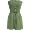imageIDOPIP Women Summer Strapless Short Romper Offshoulder Smocked Jumpsuit Vacation Beachwear Casual Boho One Piece RomperGreen