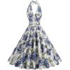 imageIDOPIP Womens 1950s Vintage Plaid Dress Retro Cocktail Swing Dress Prom Party Midi Dress Wedding Guest Outfit Gingham GownFloral
