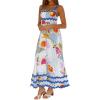 imageIDOPIP Womens Summer Casual Dress Beach Floral Maxi Dress Elegant Spaghetti Sleeveless Smocked Sundress Weeding Guest DressFruit Print
