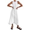imageIDOPIP Womens Summer Sleeveless Maxi Dress 2024 Casual Long Tank Dress Tea Party Wedding Guest Dress Beach Vacation SundressWhite