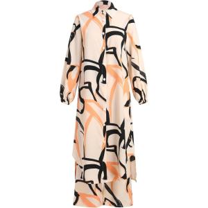 imageIDOPIP Abaya Dress for Women Muslim Set Long Sleeve Ramadan Islamic Dress Shirt with Pants 2PCS Dubai Prayer Casual ClothesApricot  Print