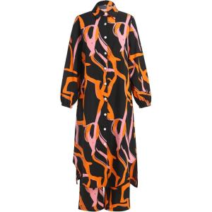 imageIDOPIP Abaya Dress for Women Muslim Set Long Sleeve Ramadan Islamic Dress Shirt with Pants 2PCS Dubai Prayer Casual ClothesBlack  Print