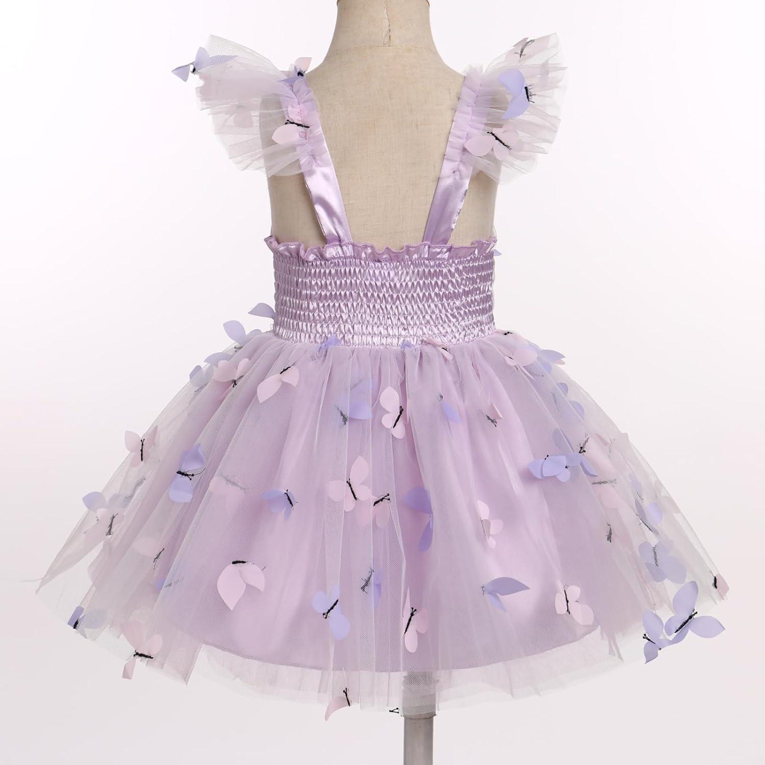 imageIDOPIP Baby Girls Butterfly Tutu Dress Summer Sleeveless Backless Princess Birthday Party Dresses Ruffle Tulle Sundress 6M5TPurple  Butterfly