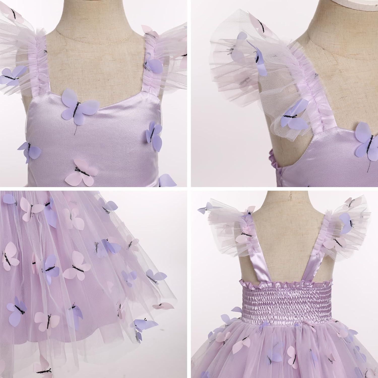 imageIDOPIP Baby Girls Butterfly Tutu Dress Summer Sleeveless Backless Princess Birthday Party Dresses Ruffle Tulle Sundress 6M5TPurple  Butterfly