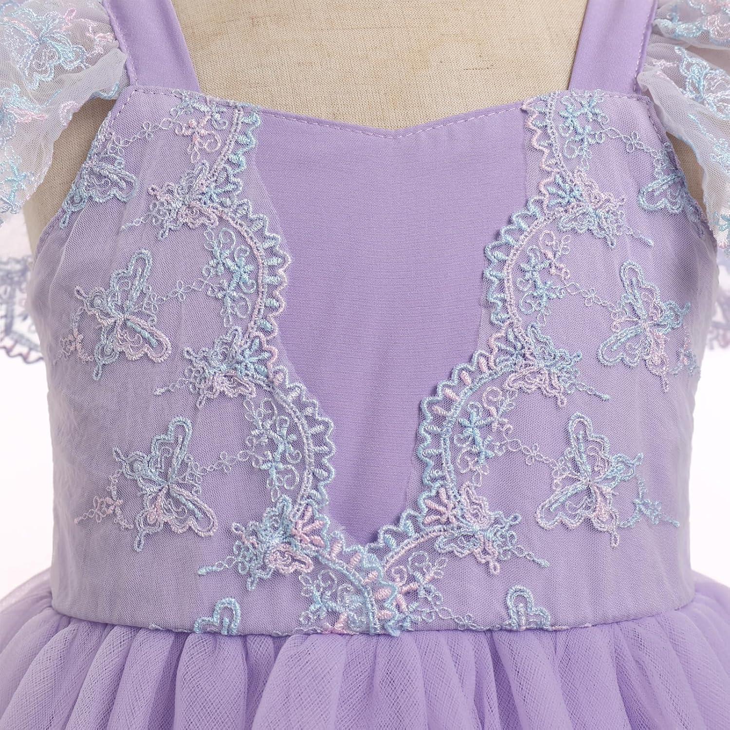 imageIDOPIP Baby Girls Tutu Dress Embroidery Strawberry Birthday Party Dresses Smocked Ruffle Backless Princess Pageant Tulle GownPurple