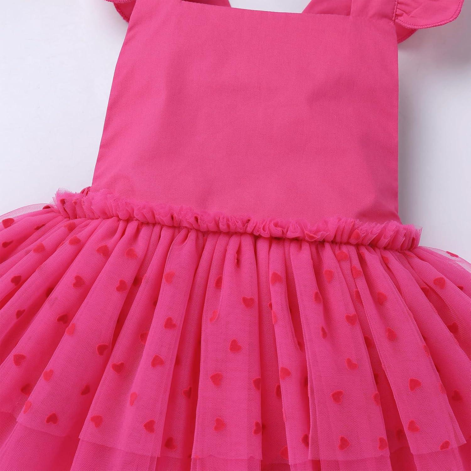 imageIDOPIP Baby Girls Tutu Dress Summer Sleeveless Backless Princess Birthday Party Dresses Ruffle Tulle Bowknot Romper SundressHot Pink