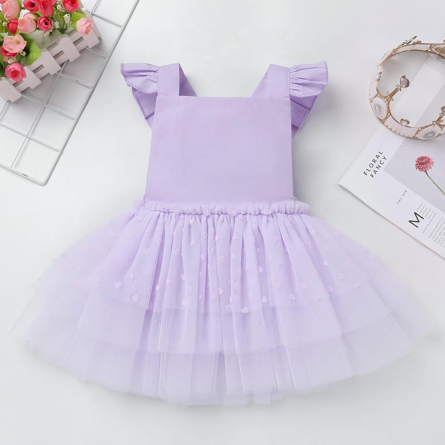 imageIDOPIP Baby Girls Tutu Dress Summer Sleeveless Backless Princess Birthday Party Dresses Ruffle Tulle Bowknot Romper SundressPurple