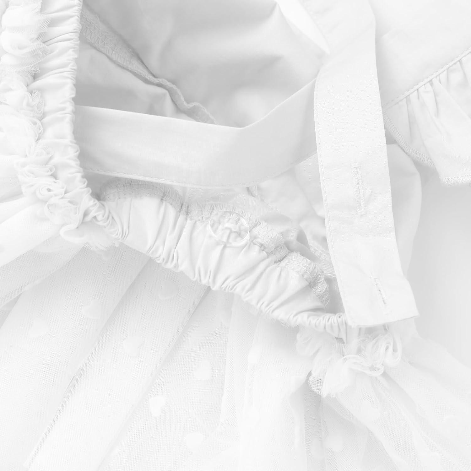 imageIDOPIP Baby Girls Tutu Dress Summer Sleeveless Backless Princess Birthday Party Dresses Ruffle Tulle Bowknot Romper SundressWhite