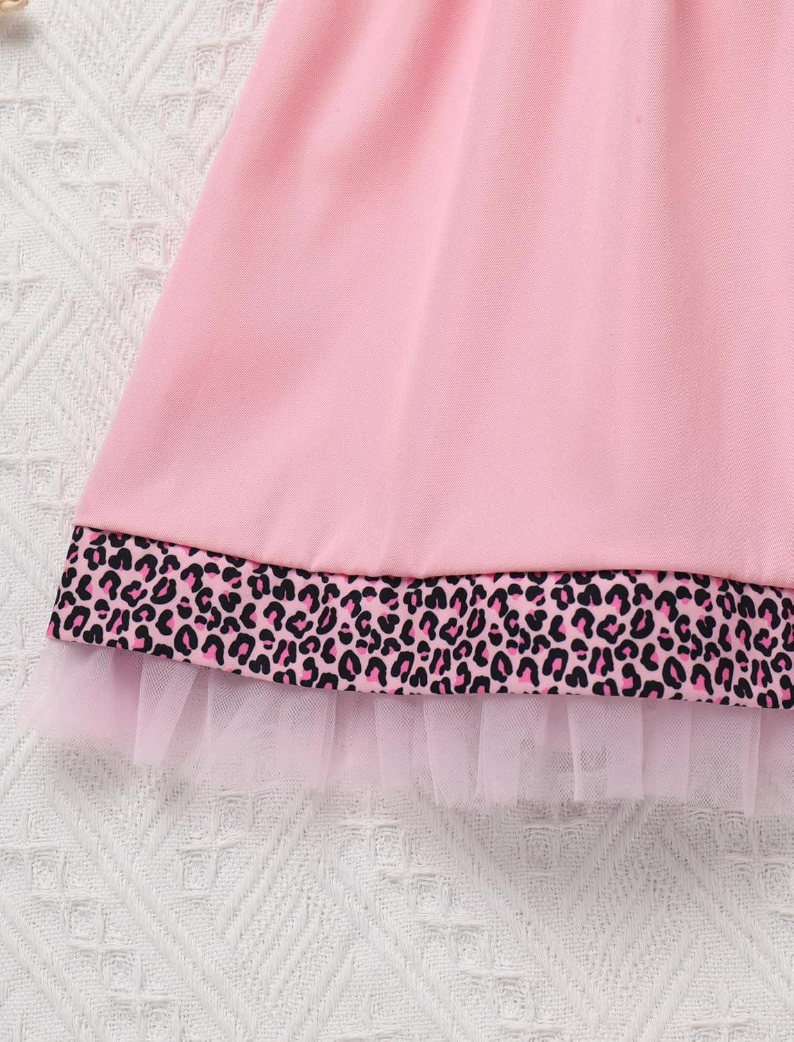 imageIDOPIP Baby Girls Wild Jungle Safari 1st Birthday Outfit Toddler Leopard Giraffe Tutu Dress with Hat Clothes for Photo ShootPink