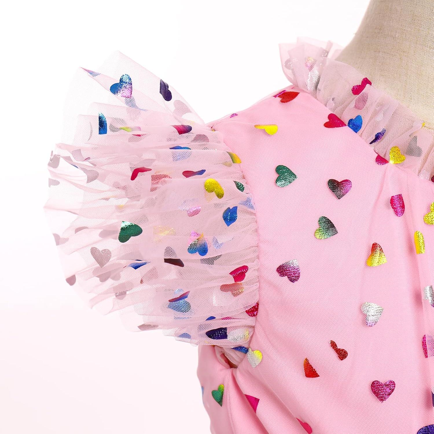 imageIDOPIP Girls Polka Dot Tiered Tulle Tutu Dress Princess Formal Evening Prom Gown Pageant Christening Photo Shoot Mesh DressPink