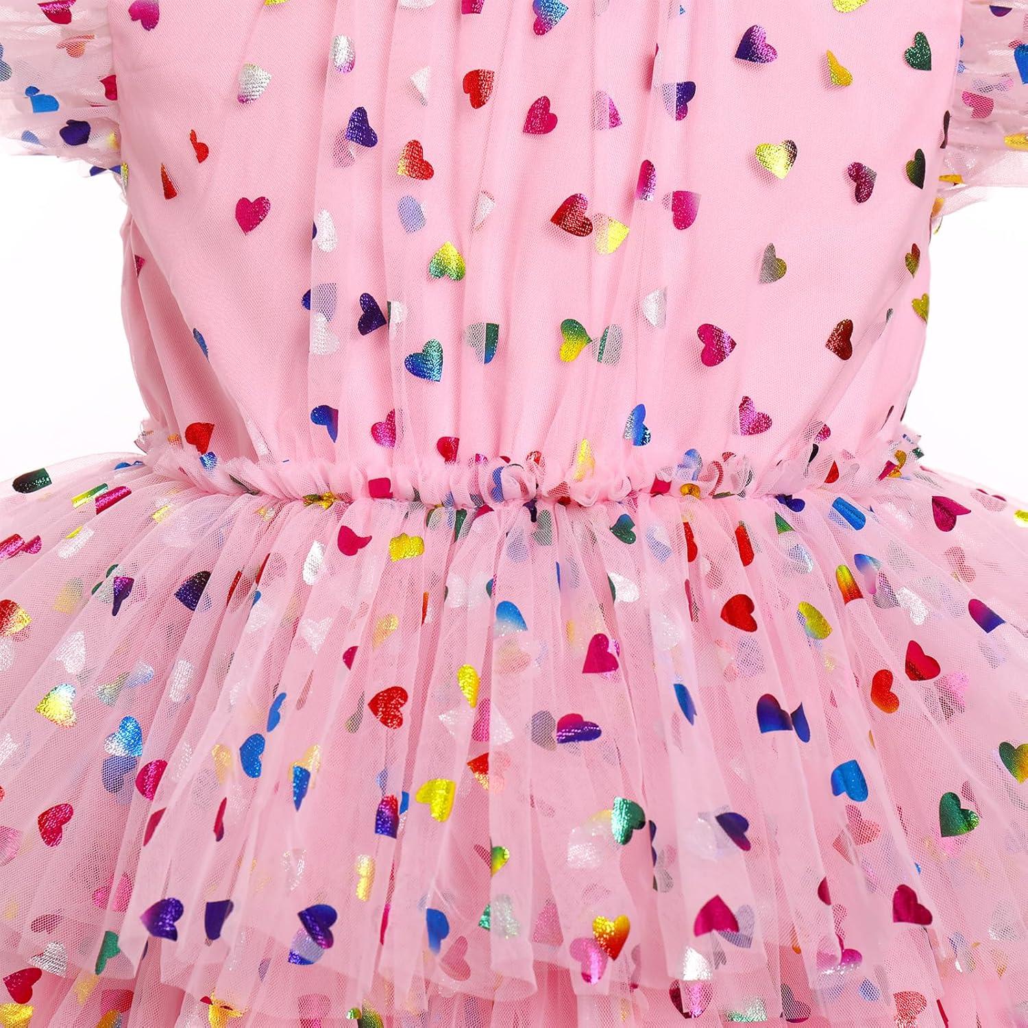 imageIDOPIP Girls Polka Dot Tiered Tulle Tutu Dress Princess Formal Evening Prom Gown Pageant Christening Photo Shoot Mesh DressPink