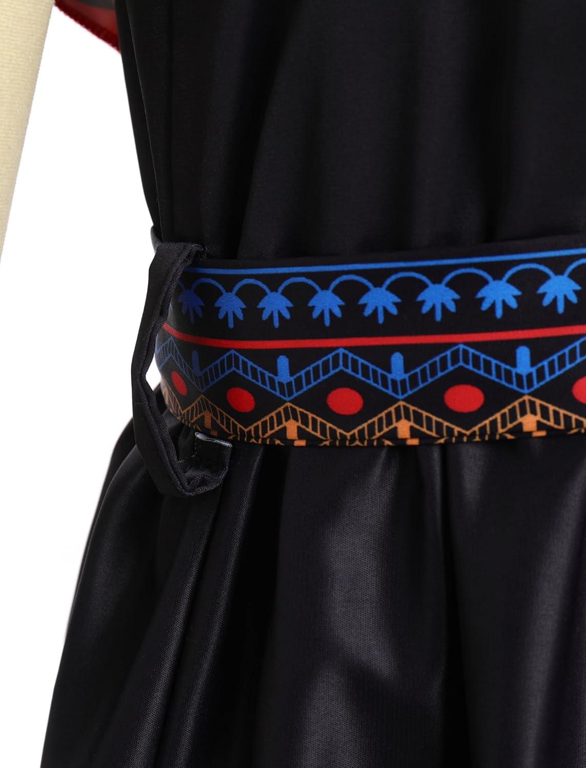 imageIDOPIP Mexican Dress for Girls Embroidered Traditional Floral Ruffle Off Shoulder Belted Dresses for Cinco de Mayo FiestaBlack