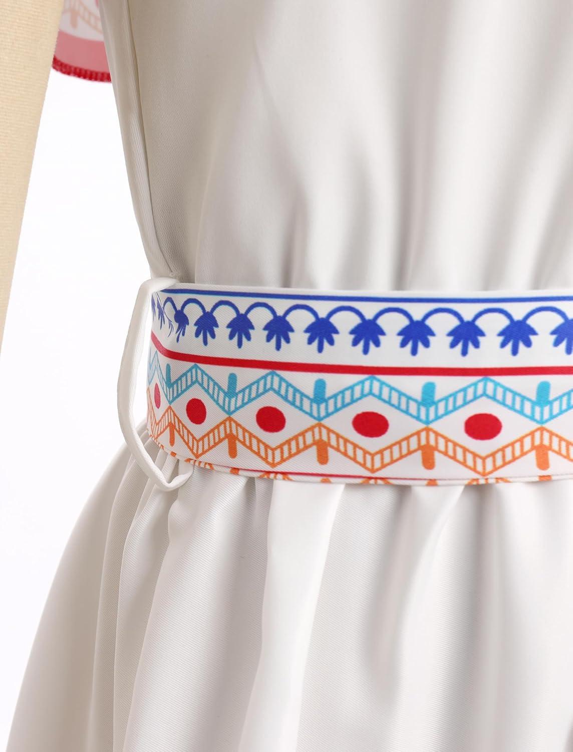imageIDOPIP Mexican Dress for Girls Embroidered Traditional Floral Ruffle Off Shoulder Belted Dresses for Cinco de Mayo FiestaRed