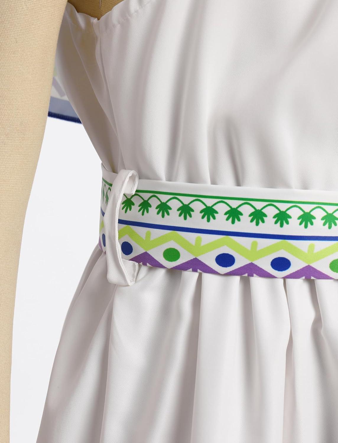 imageIDOPIP Mexican Dress for Girls Embroidered Traditional Floral Ruffle Off Shoulder Belted Dresses for Cinco de Mayo FiestaWhite  Blue