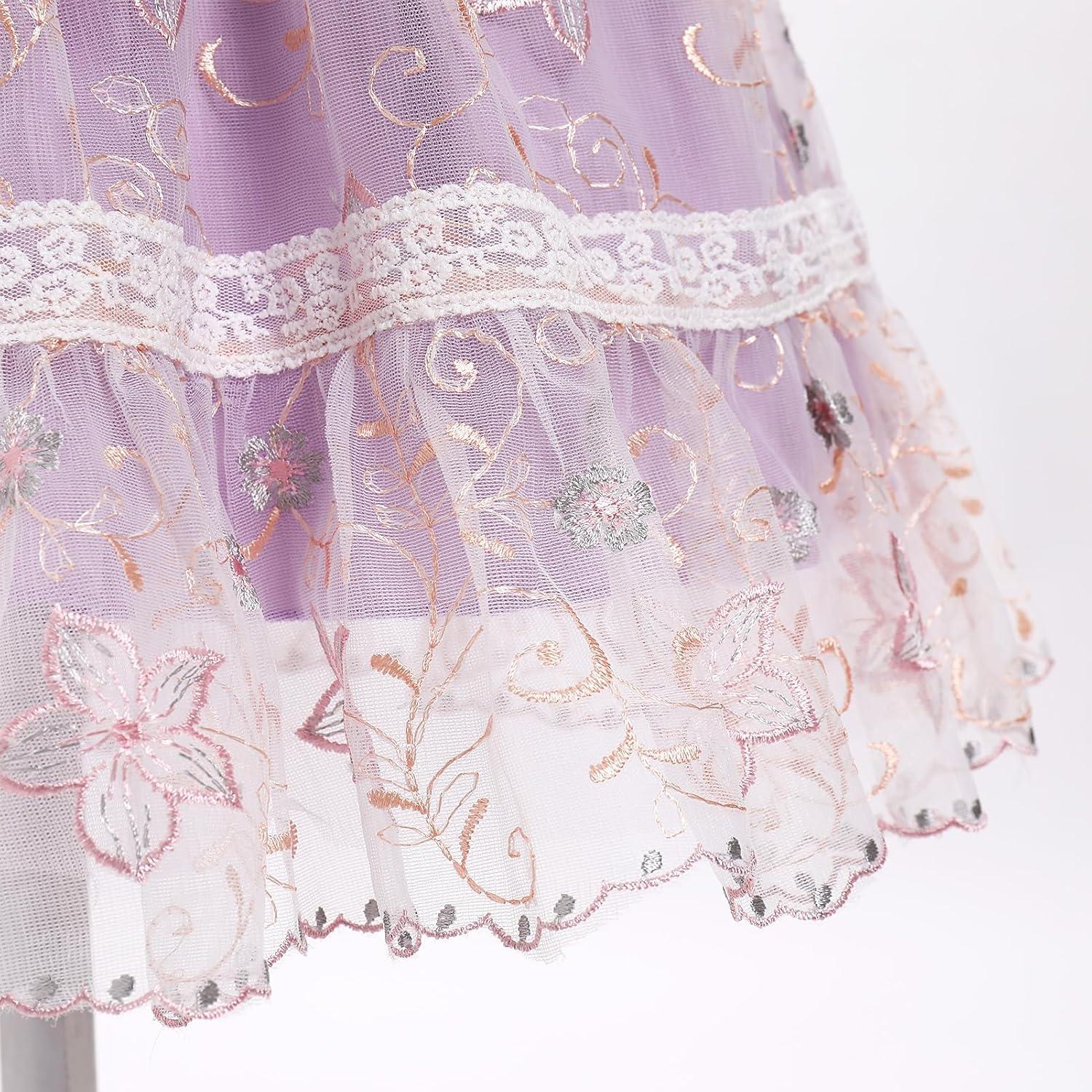 imageIDOPIP Toddler Baby Girls Embroidery Floral Tutu Dress Summer Sleeveless Bow Smocked Backless Princess Birthday Party DressesPurple