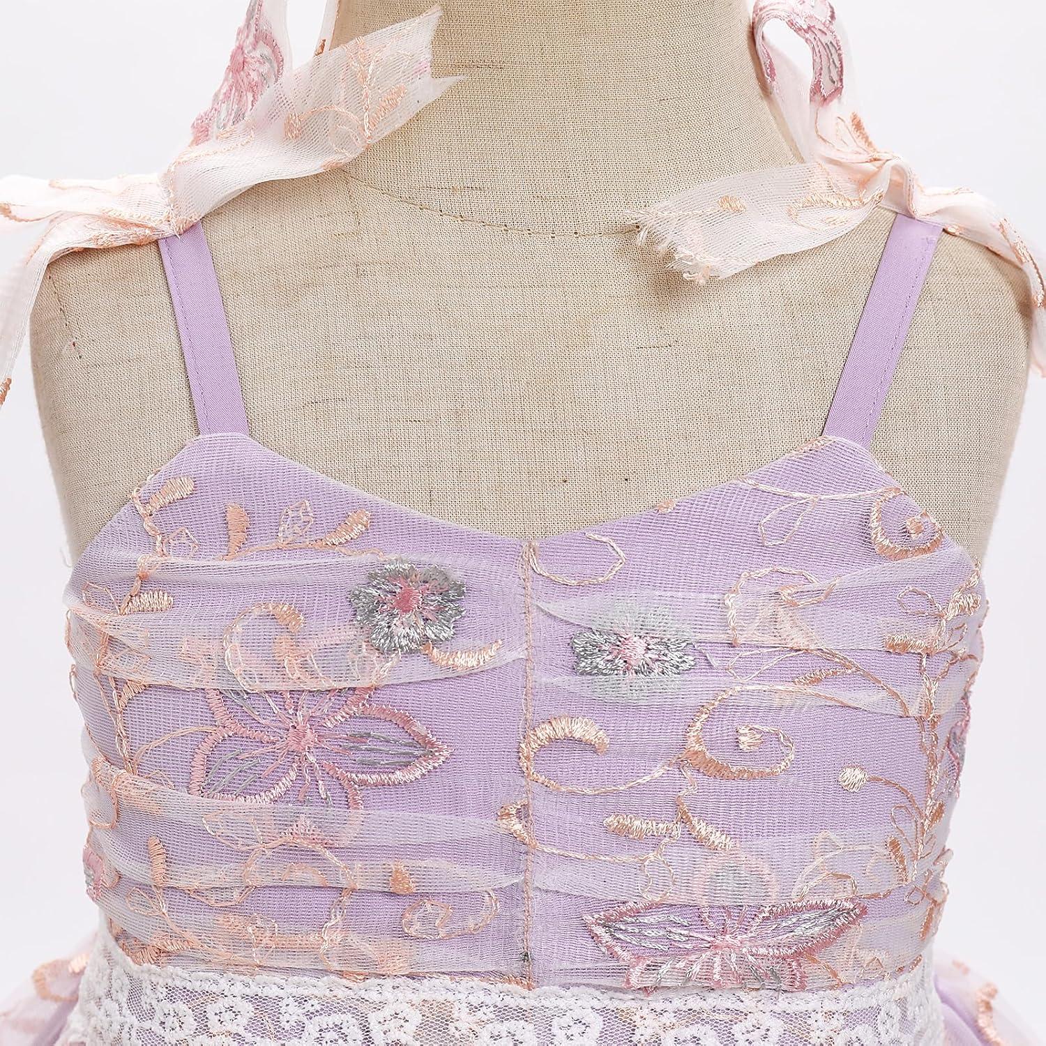 imageIDOPIP Toddler Baby Girls Embroidery Floral Tutu Dress Summer Sleeveless Bow Smocked Backless Princess Birthday Party DressesPurple