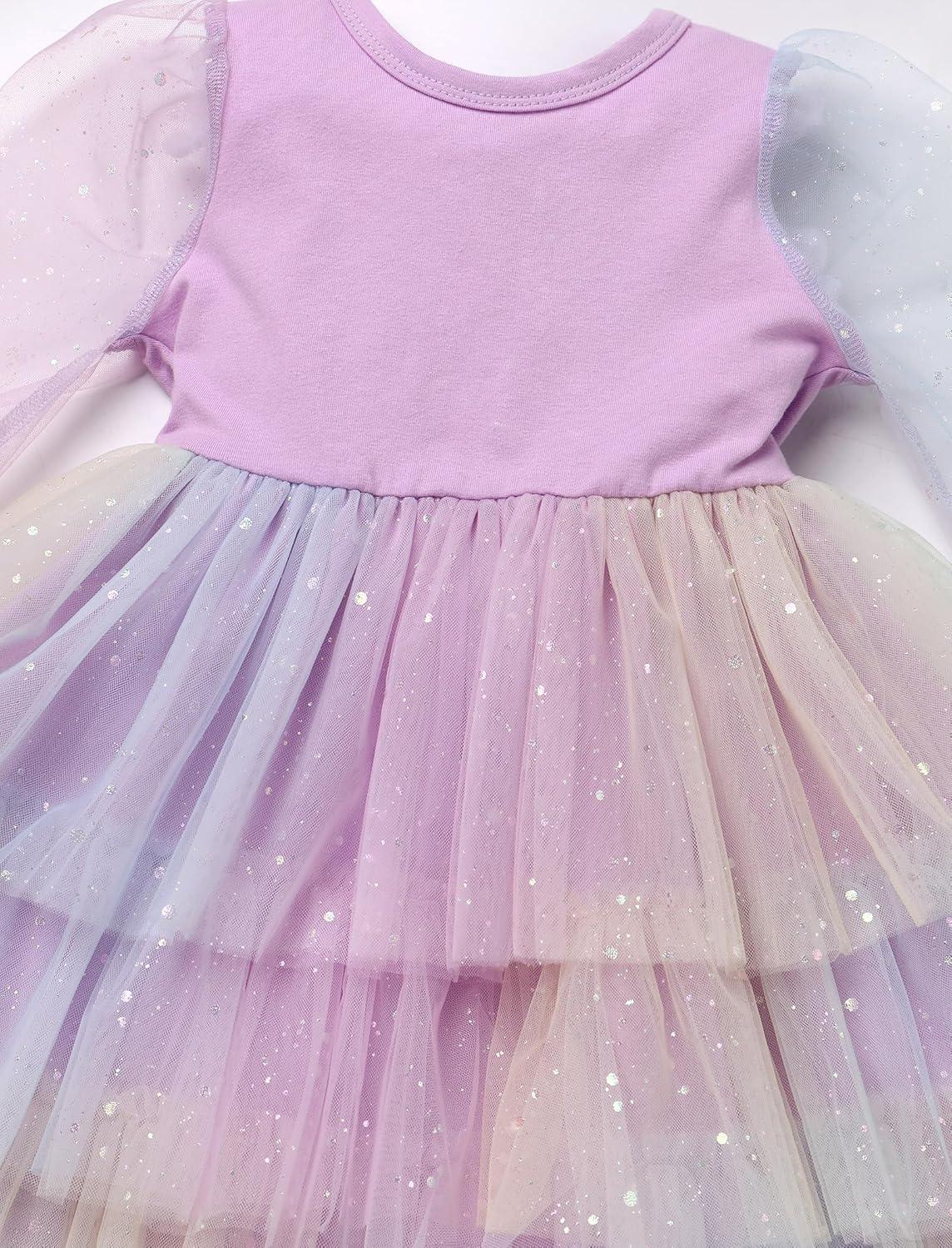 imageIDOPIP Toddler Baby Girls Tutu Dress with Headband Strawberry Butterfly Birthday Outfit Infant Pageant Tiered Tulle DressesPurple Sequin