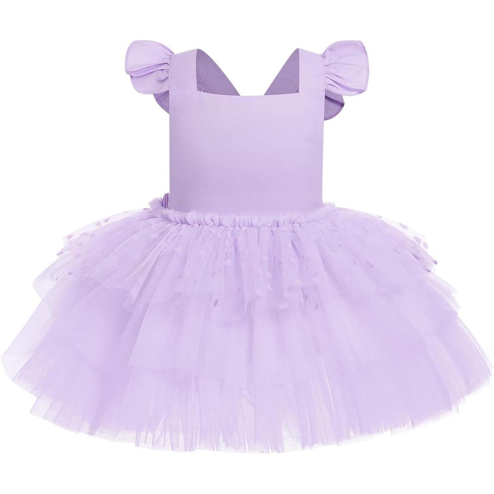 imageIDOPIP Baby Girls Tutu Dress Summer Sleeveless Backless Princess Birthday Party Dresses Ruffle Tulle Bowknot Romper SundressPurple