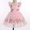 imageIDOPIP Baby Girls Tutu Dress Embroidery Strawberry Birthday Party Dresses Smocked Ruffle Backless Princess Pageant Tulle GownPink