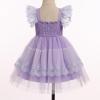 imageIDOPIP Baby Girls Tutu Dress Embroidery Strawberry Birthday Party Dresses Smocked Ruffle Backless Princess Pageant Tulle GownPurple