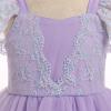 imageIDOPIP Baby Girls Tutu Dress Embroidery Strawberry Birthday Party Dresses Smocked Ruffle Backless Princess Pageant Tulle GownPurple
