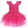 imageIDOPIP Baby Girls Tutu Dress Summer Sleeveless Backless Princess Birthday Party Dresses Ruffle Tulle Bowknot Romper SundressHot Pink