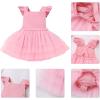 imageIDOPIP Baby Girls Tutu Dress Summer Sleeveless Backless Princess Birthday Party Dresses Ruffle Tulle Bowknot Romper SundressPink