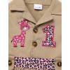 imageIDOPIP Baby Girls Wild Jungle Safari 1st Birthday Outfit Toddler Leopard Giraffe Tutu Dress with Hat Clothes for Photo ShootKhaki