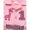 imageIDOPIP Baby Girls Wild Jungle Safari 1st Birthday Outfit Toddler Leopard Giraffe Tutu Dress with Hat Clothes for Photo ShootPink