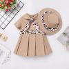imageIDOPIP Baby Girls Wild Jungle Safari Outfits One Birthday Party Pleated DressHat Toddler Leopard Zookeeper Photo Shoot DressKhaki
