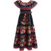 imageIDOPIP Mexican Dress for Girls Embroidered Traditional Floral Ruffle Off Shoulder Belted Dresses for Cinco de Mayo FiestaBlack