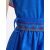 imageIDOPIP Mexican Dress for Girls Embroidered Traditional Floral Ruffle Off Shoulder Belted Dresses for Cinco de Mayo FiestaBlue