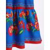 imageIDOPIP Mexican Dress for Girls Embroidered Traditional Floral Ruffle Off Shoulder Belted Dresses for Cinco de Mayo FiestaBlue