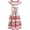 imageIDOPIP Mexican Dress for Girls Embroidered Traditional Floral Ruffle Off Shoulder Belted Dresses for Cinco de Mayo FiestaRed