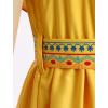 imageIDOPIP Mexican Dress for Girls Embroidered Traditional Floral Ruffle Off Shoulder Belted Dresses for Cinco de Mayo FiestaYellow