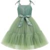 imageIDOPIP Pageant Dress for Toddler Girls Embroidery Flower Girl Butterfly Birthday Dress Baby Wedding Tea Party Tulle Tutu GownGreen