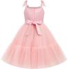 imageIDOPIP Pageant Dress for Toddler Girls Embroidery Flower Girl Butterfly Birthday Dress Baby Wedding Tea Party Tulle Tutu GownPink