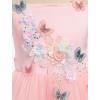 imageIDOPIP Pageant Dress for Toddler Girls Embroidery Flower Girl Butterfly Birthday Dress Baby Wedding Tea Party Tulle Tutu GownPink