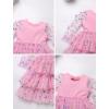 imageIDOPIP Toddler Baby Girls Tutu Dress with Headband Strawberry Butterfly Birthday Outfit Infant Pageant Tiered Tulle DressesPink Butterfly