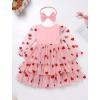 imageIDOPIP Toddler Baby Girls Tutu Dress with Headband Strawberry Butterfly Birthday Outfit Infant Pageant Tiered Tulle DressesPink Heart