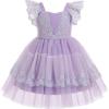 imageIDOPIP Baby Girls Tutu Dress Embroidery Strawberry Birthday Party Dresses Smocked Ruffle Backless Princess Pageant Tulle GownPurple