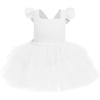 imageIDOPIP Baby Girls Tutu Dress Summer Sleeveless Backless Princess Birthday Party Dresses Ruffle Tulle Bowknot Romper SundressWhite