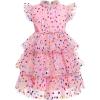 imageIDOPIP Girls Polka Dot Tiered Tulle Tutu Dress Princess Formal Evening Prom Gown Pageant Christening Photo Shoot Mesh DressPink