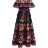 imageIDOPIP Mexican Dress for Girls Embroidered Traditional Floral Ruffle Off Shoulder Belted Dresses for Cinco de Mayo FiestaBlack